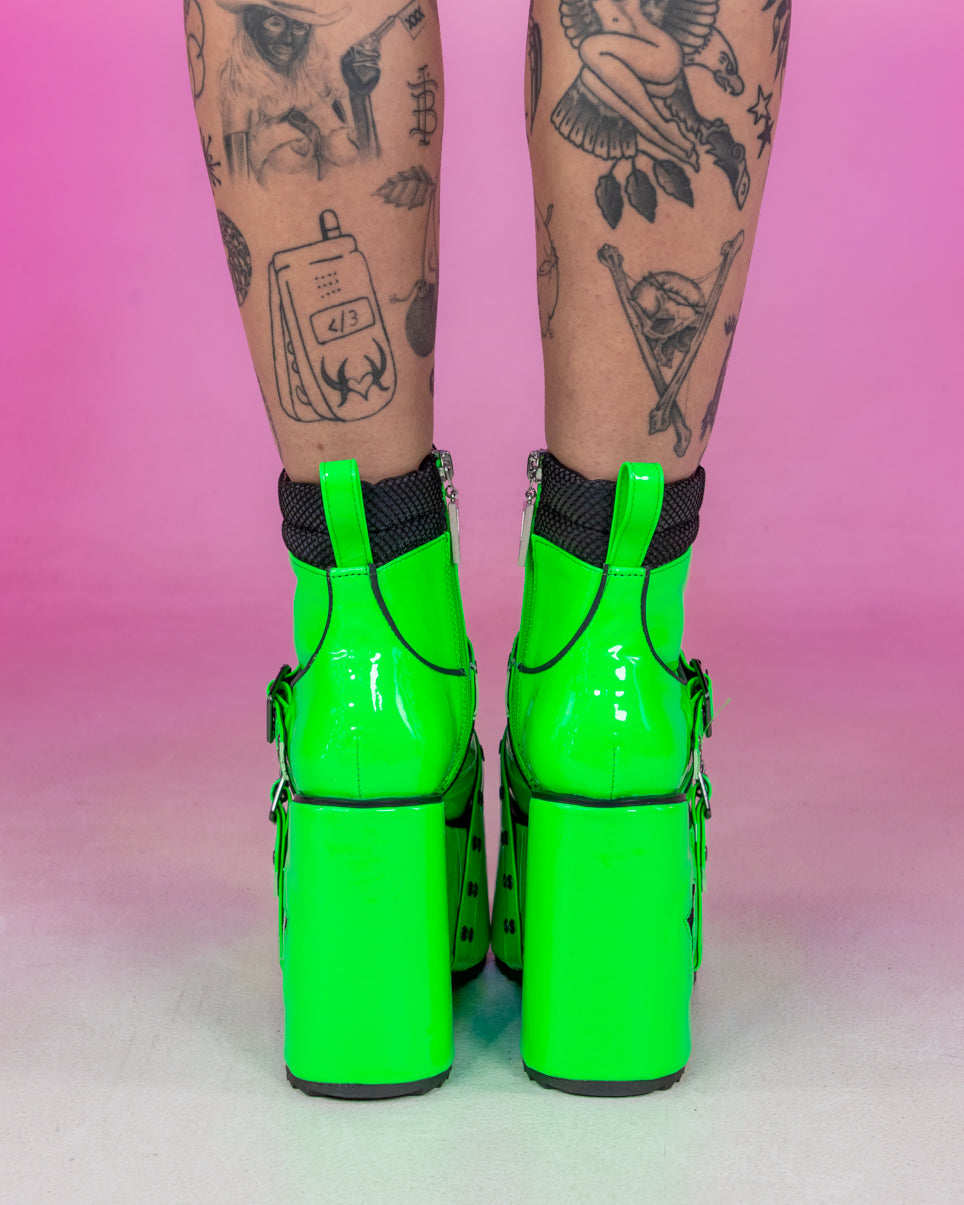 Green Spaced Out Platform Boots