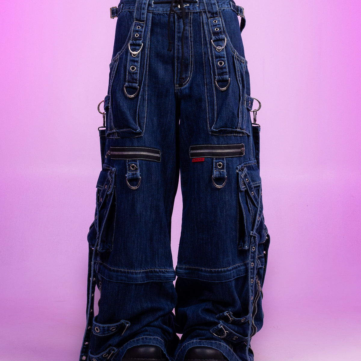 Tripp NYC Blue Denim X-Strap Pants for Unique Style – Rave Wonderland