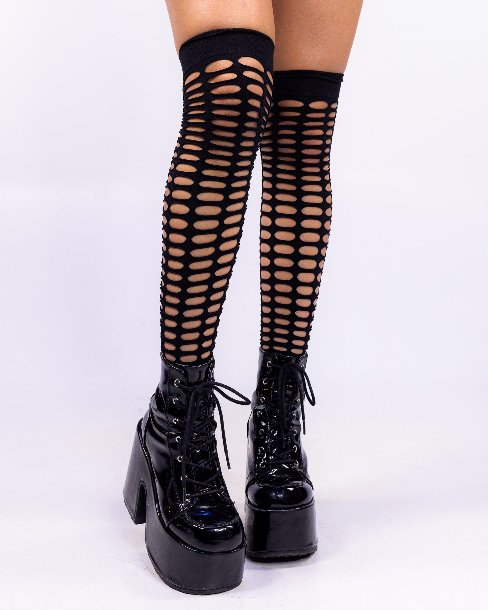 High Frequency Women's Black Cutout Thigh Highs – Rave Wonderland