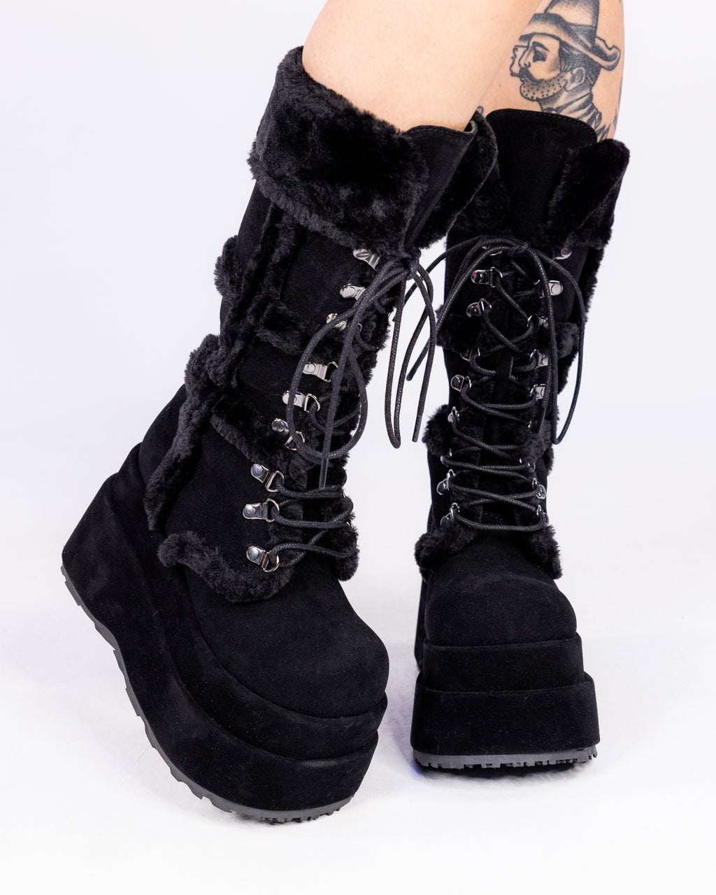 Demonia Black Bear Faux Fur Boots for Bold Style – Rave  display picture 2