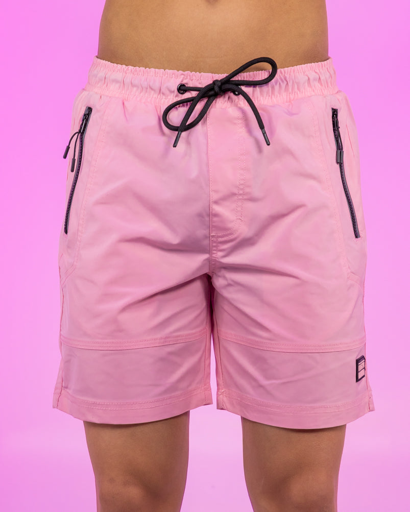Pink 7 Inseam Men's Shorts w/ Reflective Zipper Trims – Rave