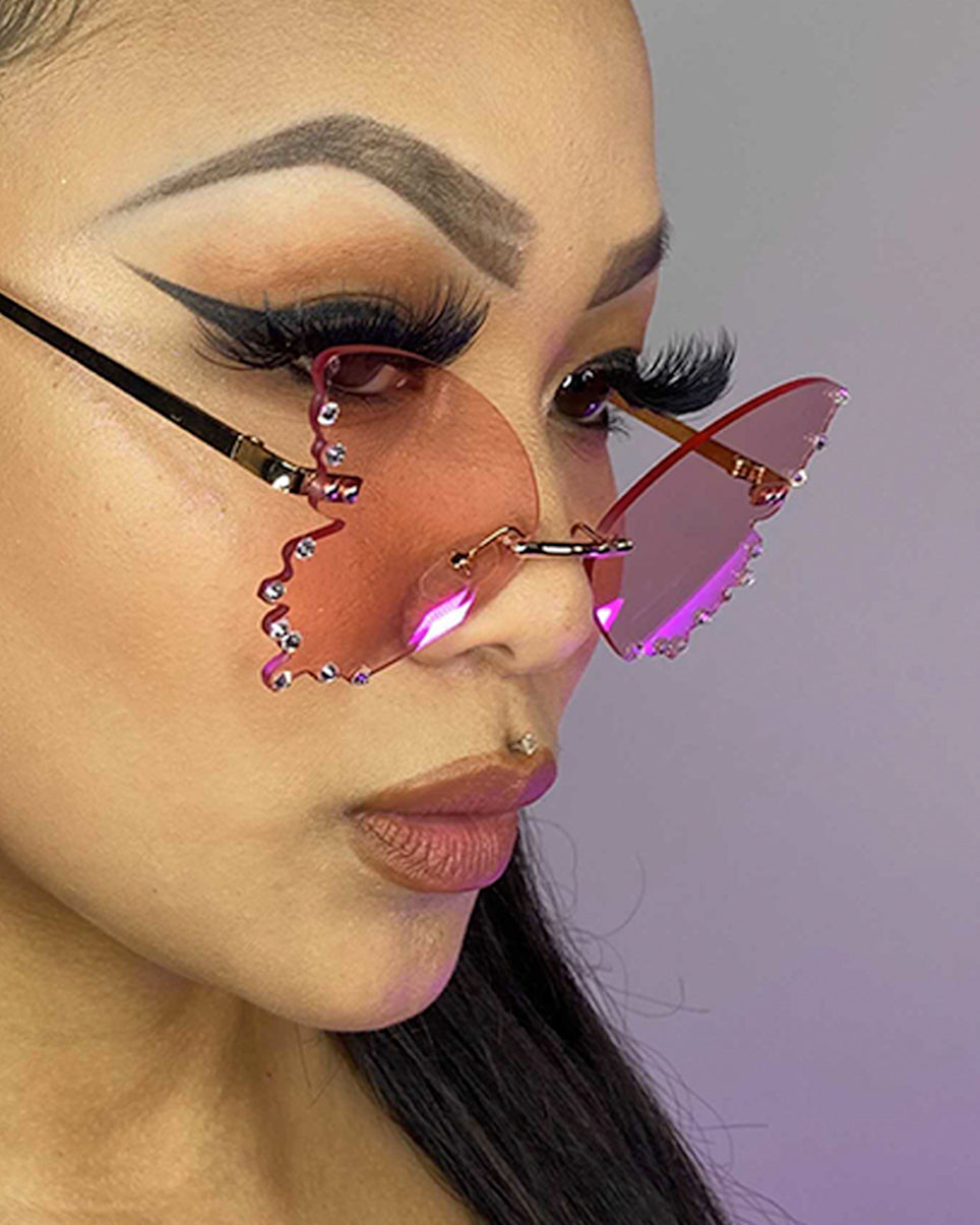 Diamond Butterflies Color Sunglasses - Rave Wonderland