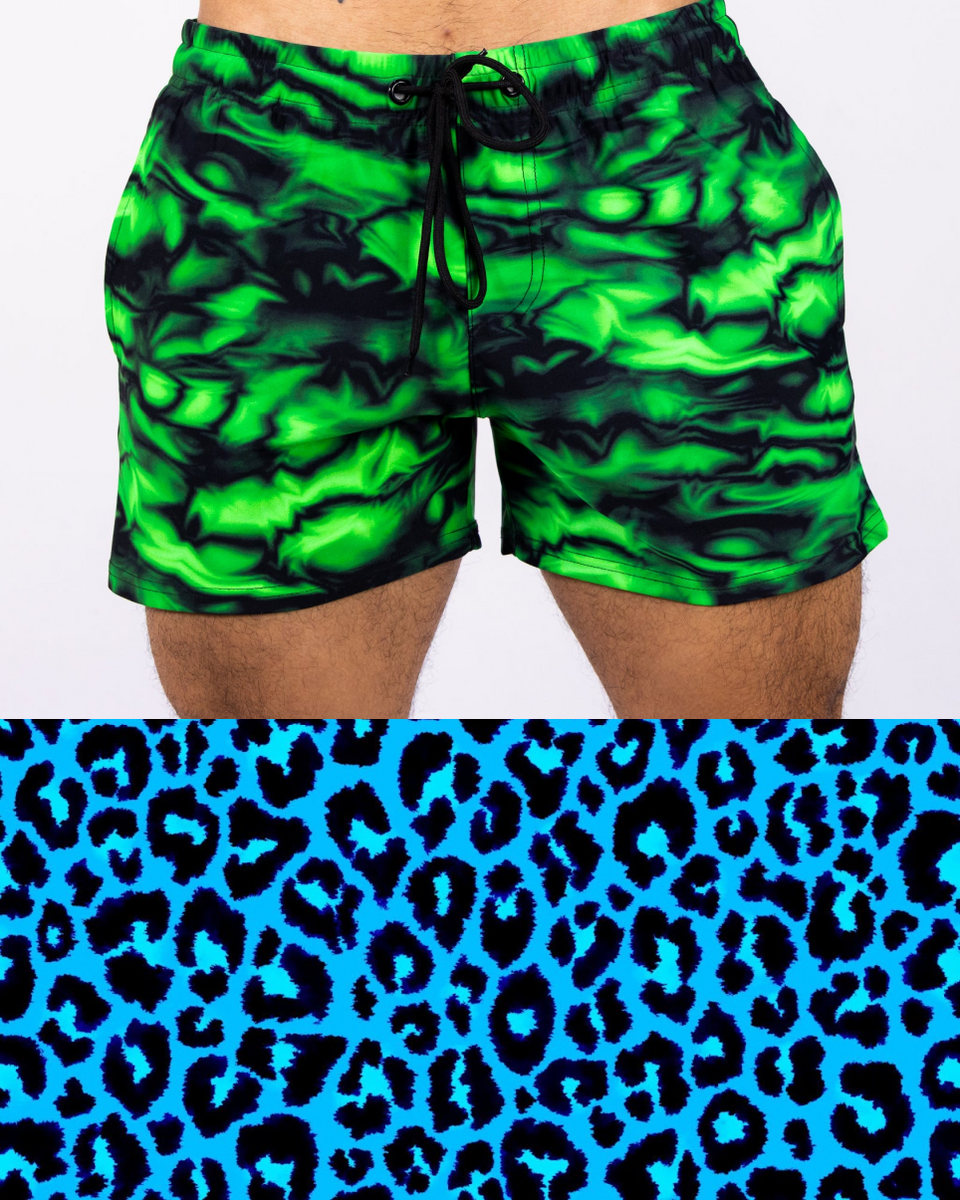 Feral Feline Men's Blue Leopard Drawstring Shorts – Rave Wonderland
