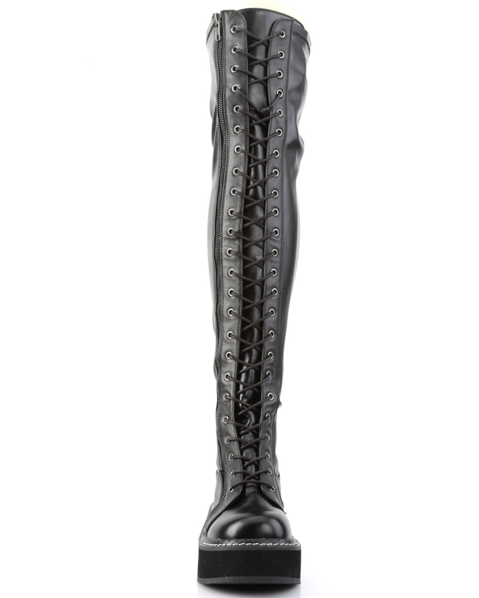 Demonia Emily Black Thigh-High Boots - Rave Wonderland