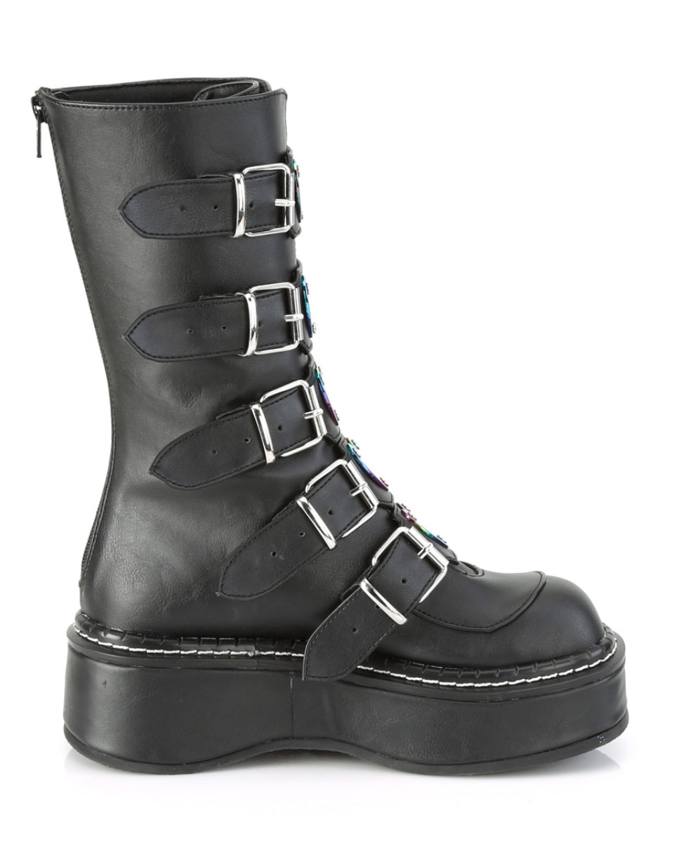 Demonia Emily Vegan Leather Heart-Buckle Boot - Rave Wonderland