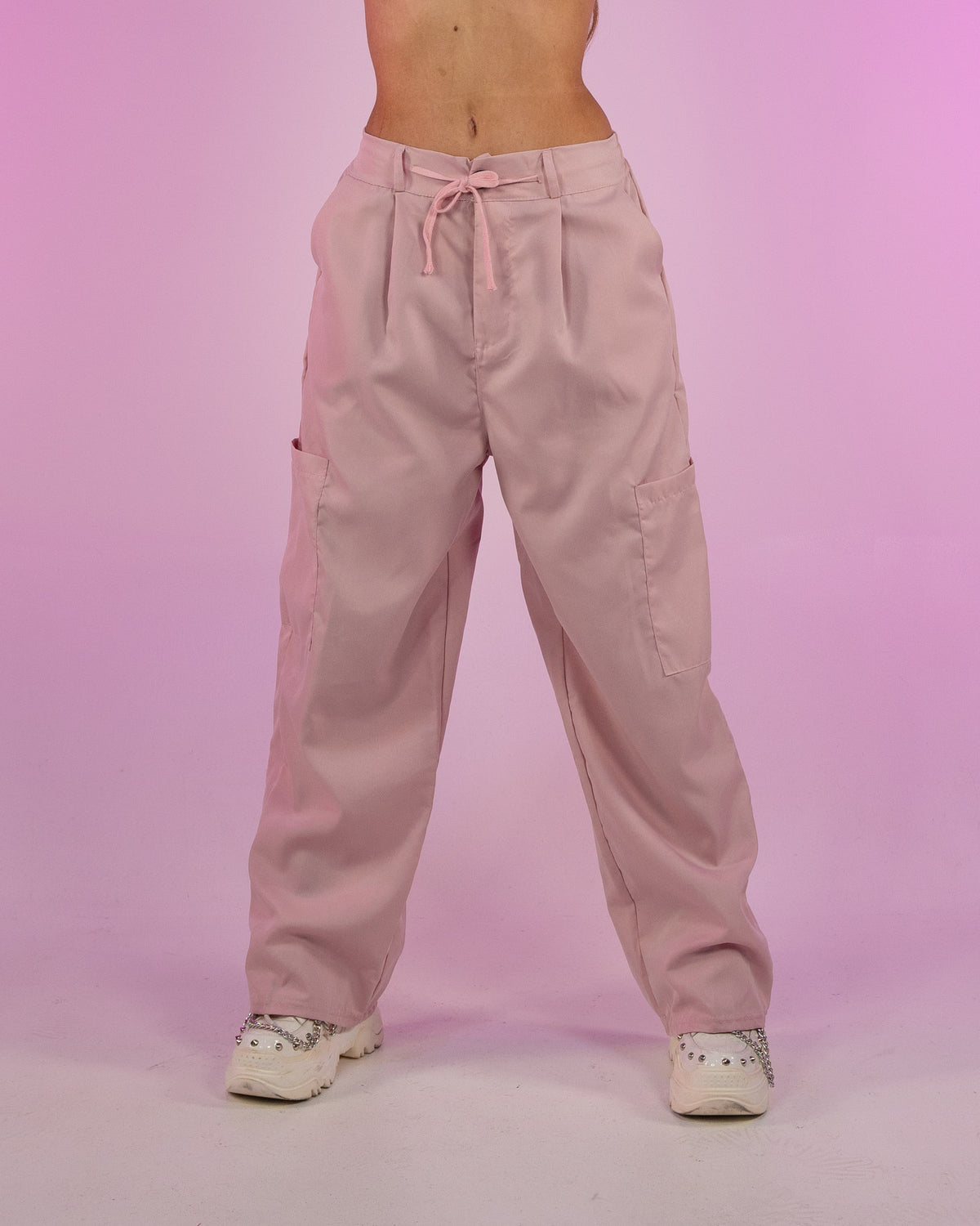 Baby Pink Oversize Wide Leg Cargo Pants