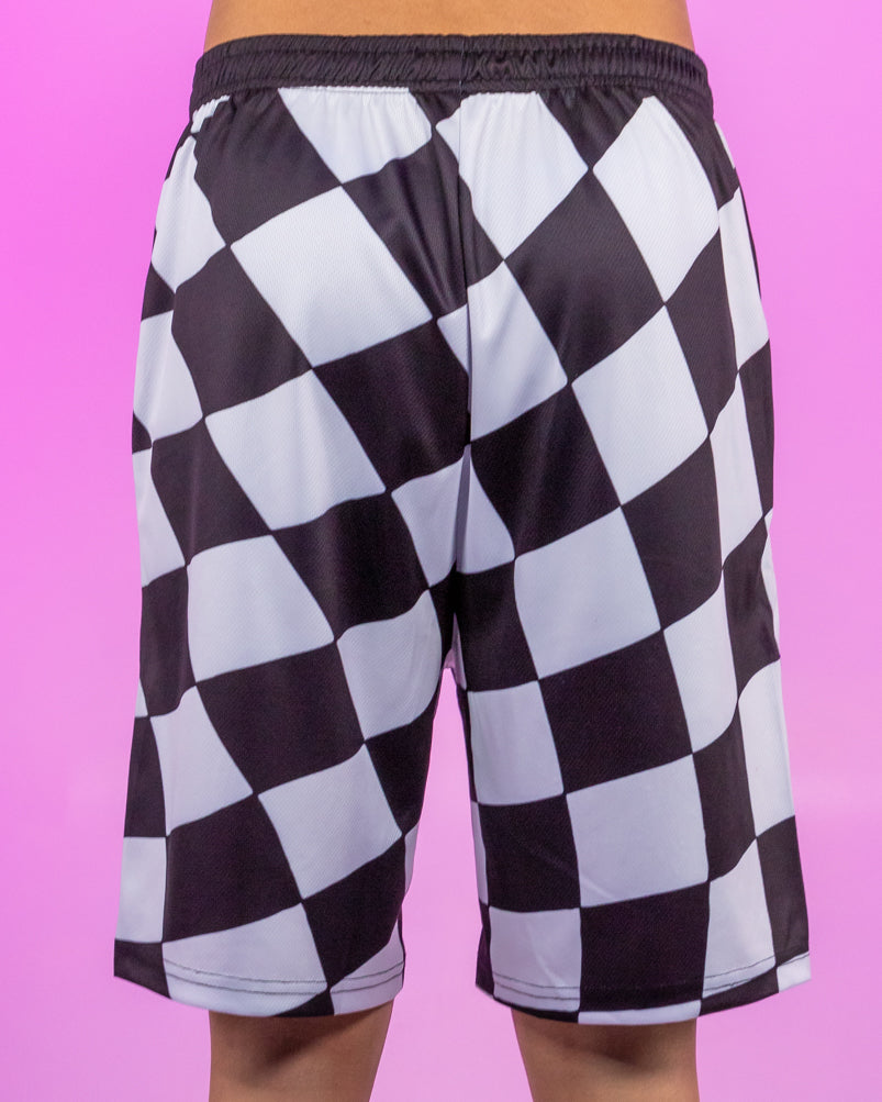 Checkered Molly Monster Smiley Face Black and White Men's Shorts