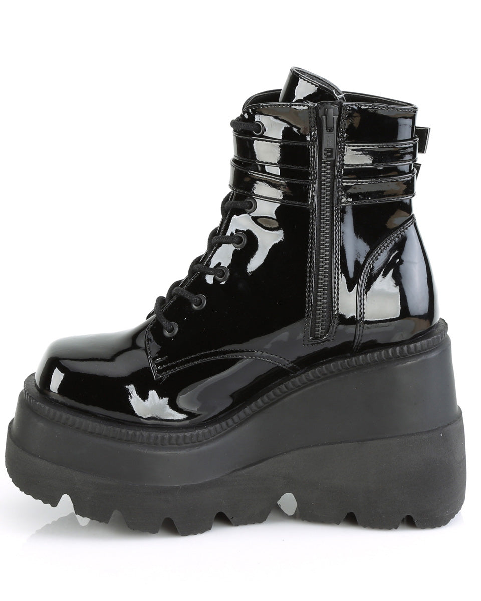 Demonia Black Patent Stacked Platform Ankle Boots - Rave Wonderland