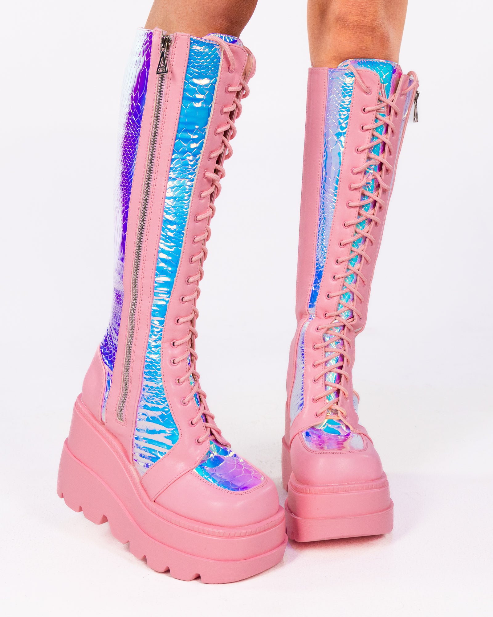 Pink Venom Women's Knee High Platform Boots – Rave Wonderland