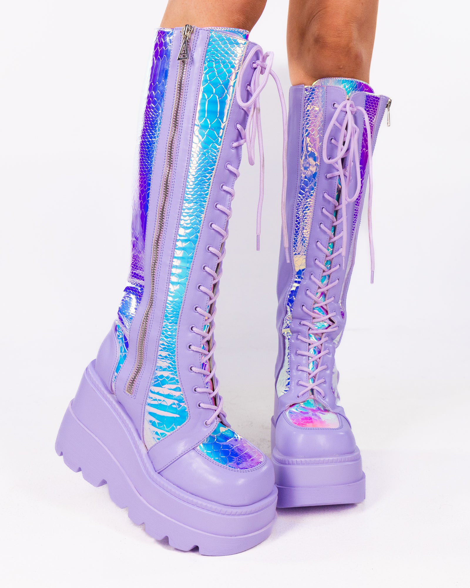 Lavender Venom Women's Knee High Platform Boots – Rave Wonderland