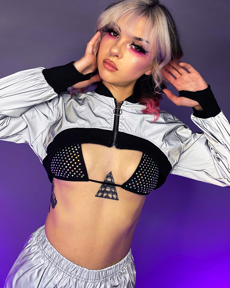 Extreme Crop Reflective Shrug - Rave Wonderland