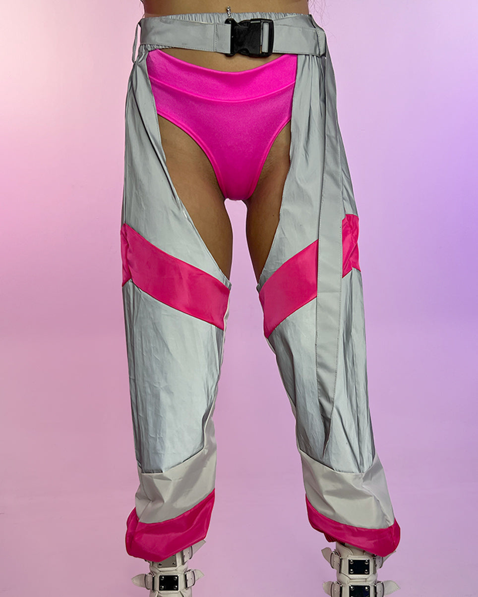 Trip the Light Pink Reflective Chaps
