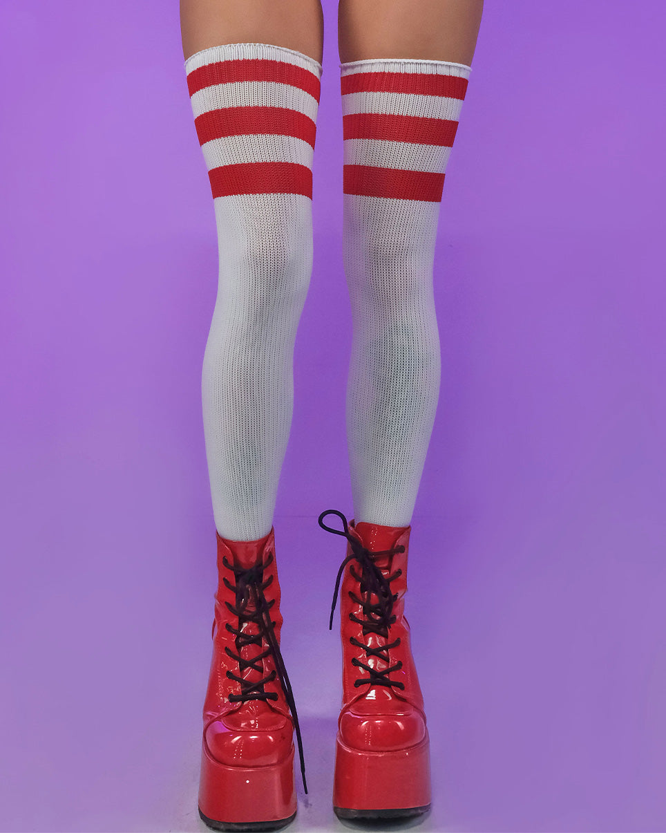 Striped Athletic Thigh High Women's Socks – Rave Wonderland