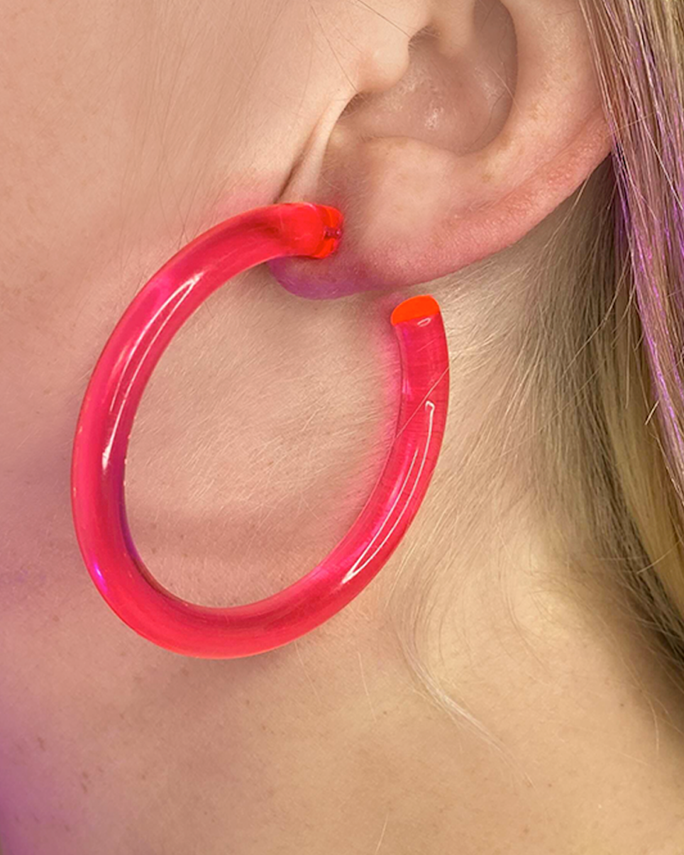 Neon Retro Circle Hoops Acrylic Earrings