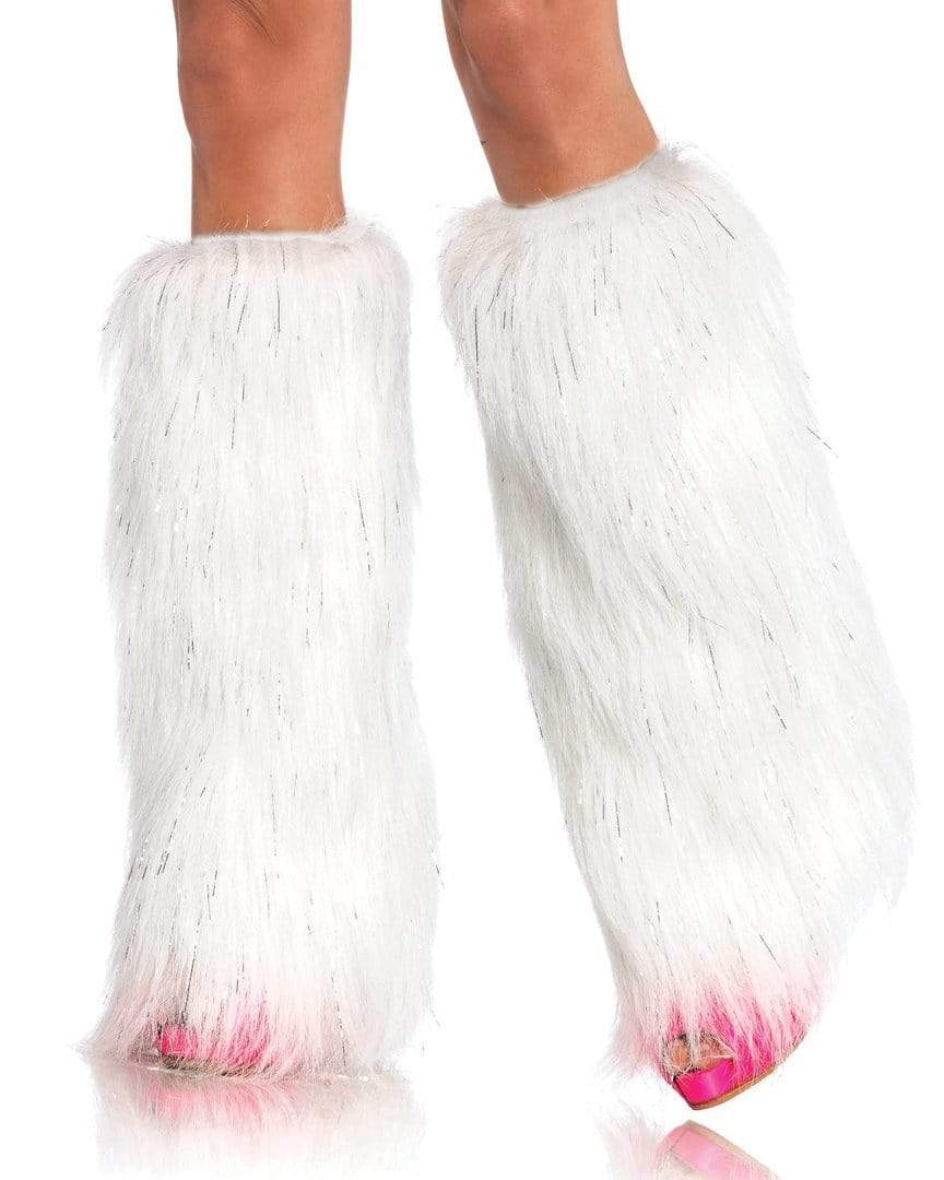 White/Silver Fluffy Leg Warmers