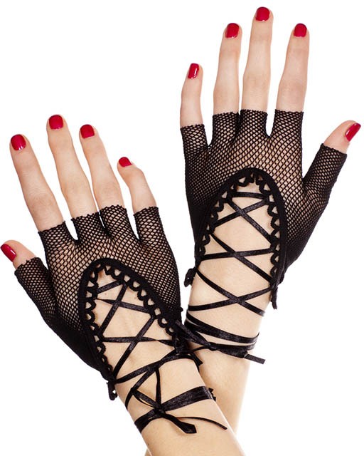 Totally Bitchin' Lace-Up Fishnet Gloves - Rave Wonderland