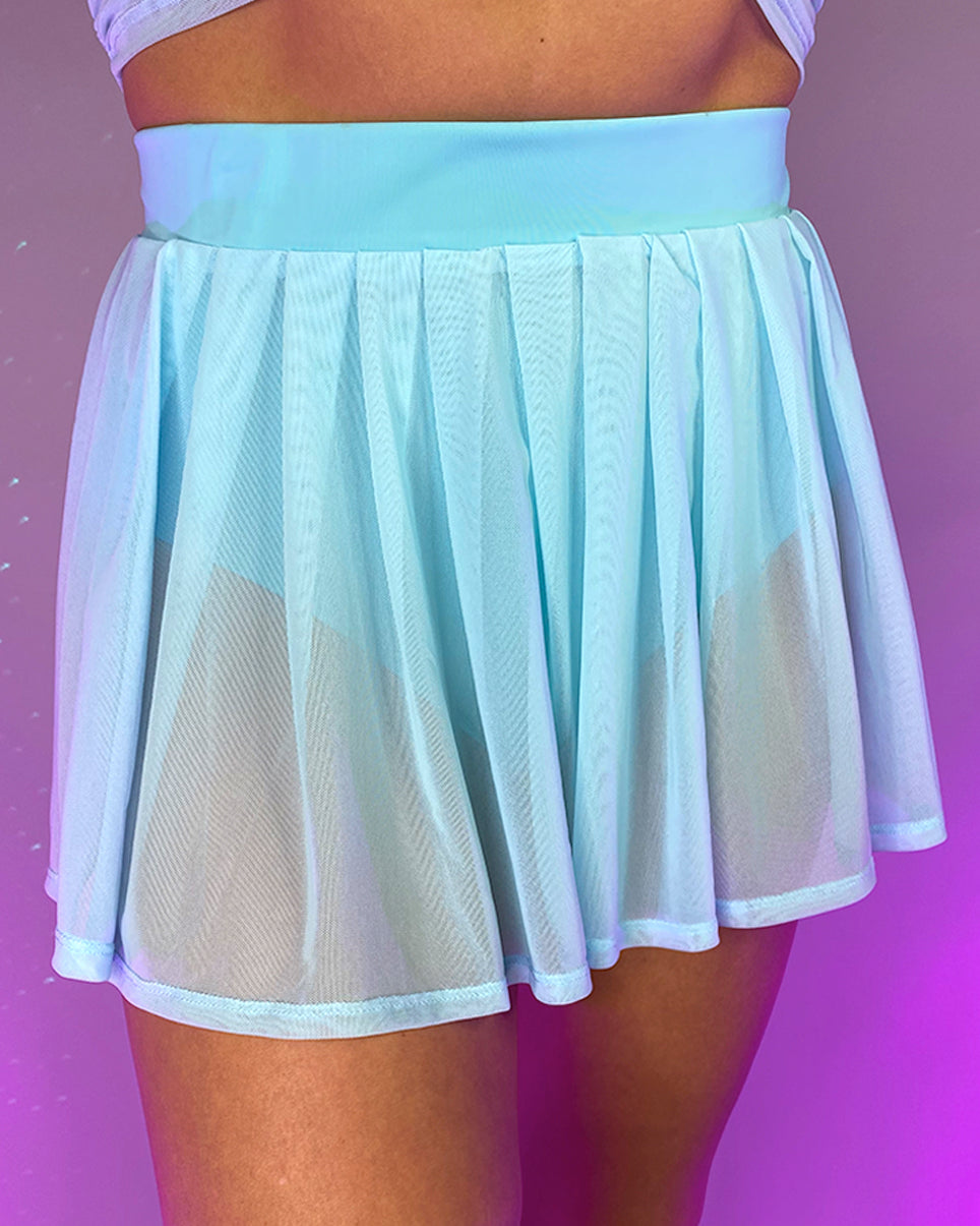 Y2K Doll Sheer Pleated Mini Skirt