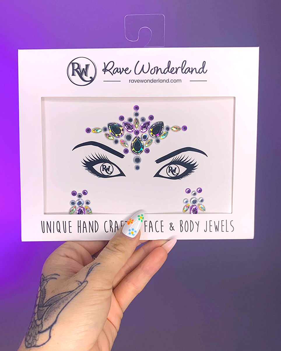 Purple Magic Rhinestone Rave Face Jewel - Rave Wonderland
