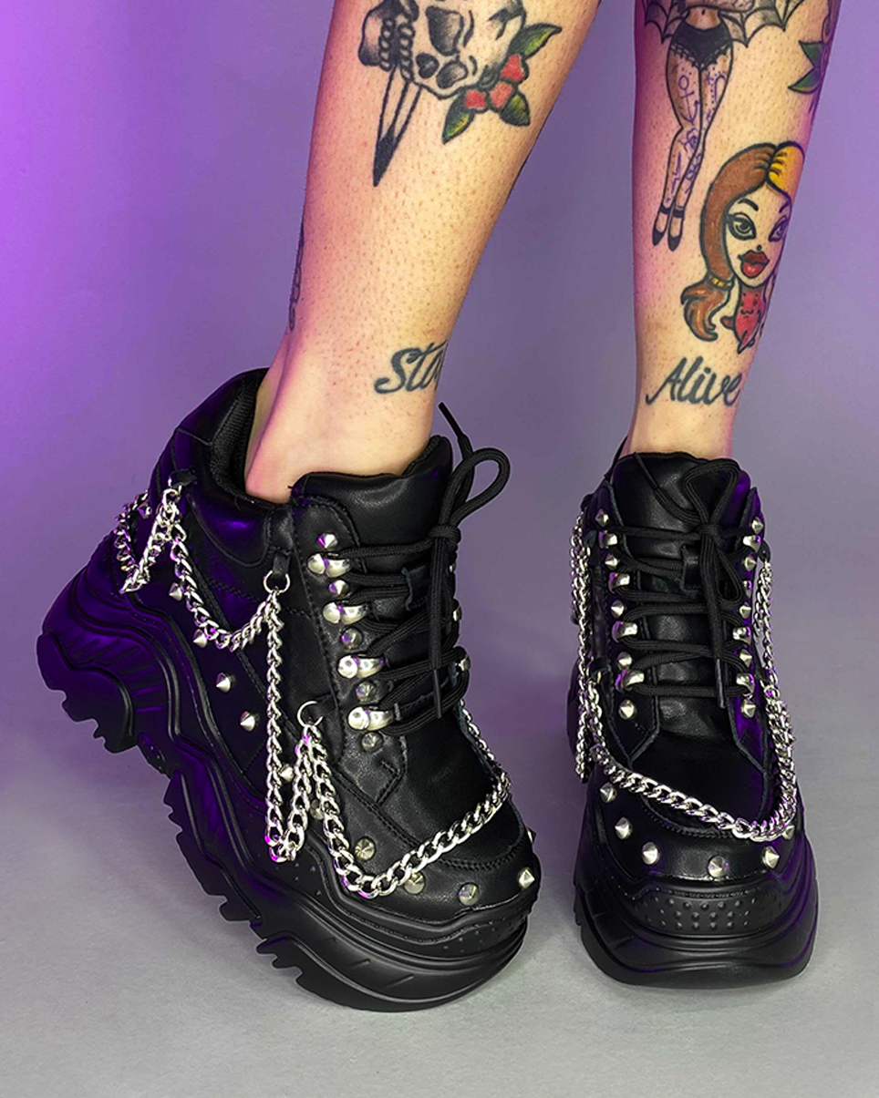 Matte Black Space Candy Chained Sneakers - Rave Wonderland