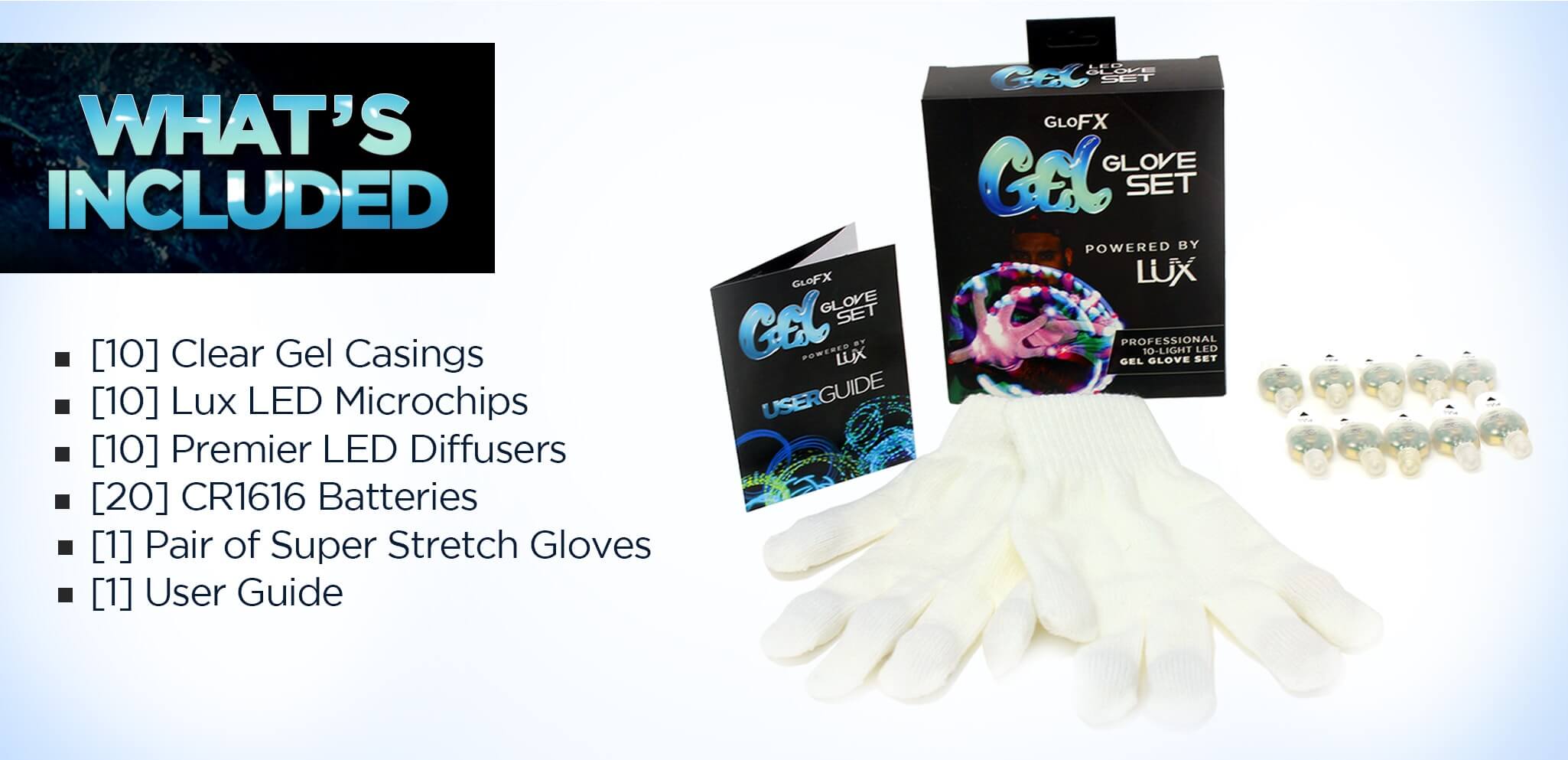 GloFX Lux Gel Glove Set - Rave Wonderland