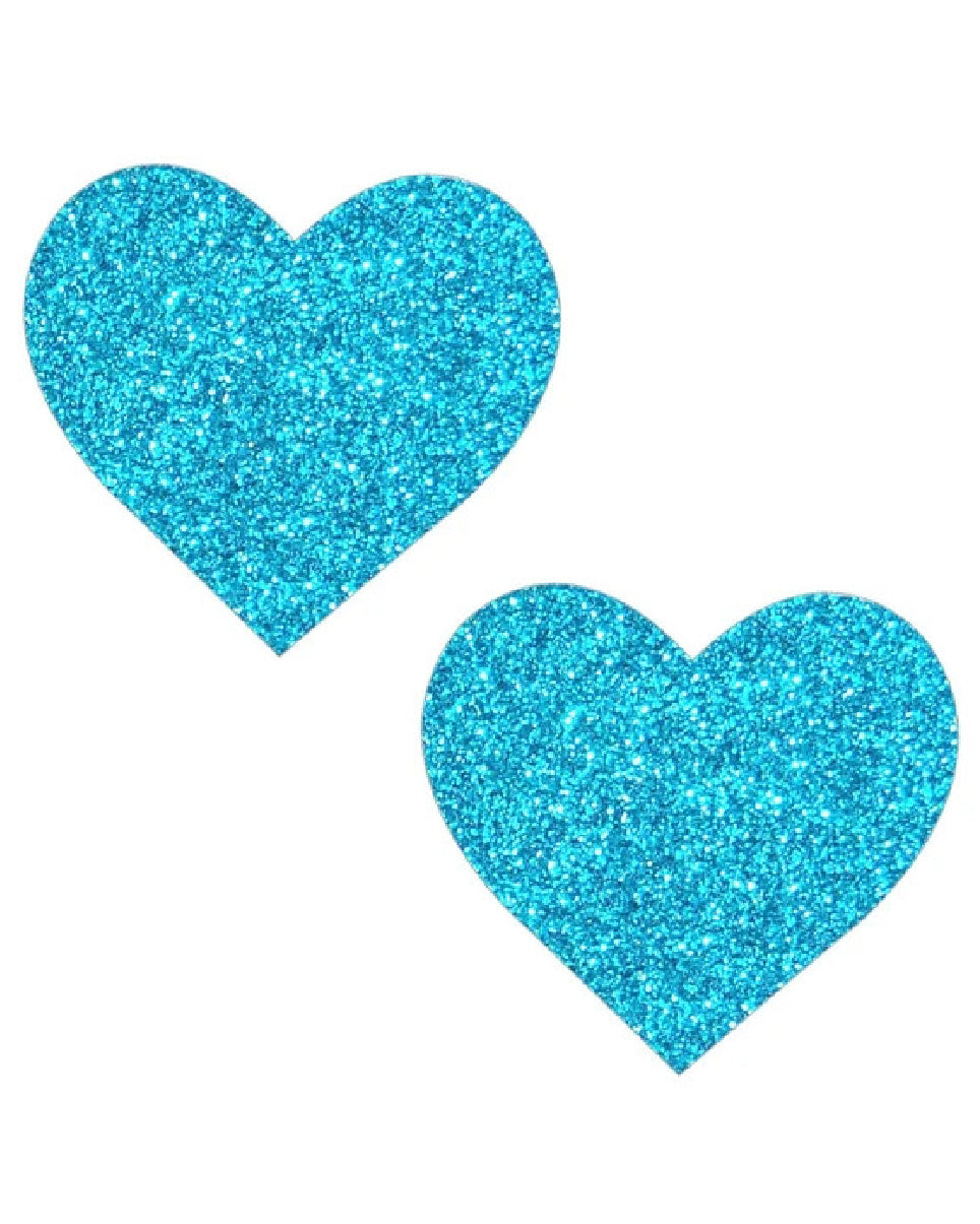 Bowie Blue Glitter Heart Pasties