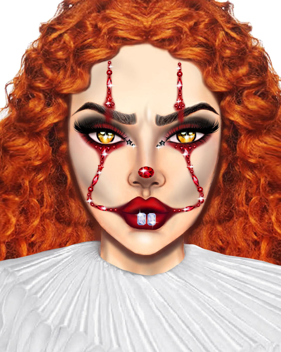 Red With Envy Clown Face Jewels - Rave Wonderland
