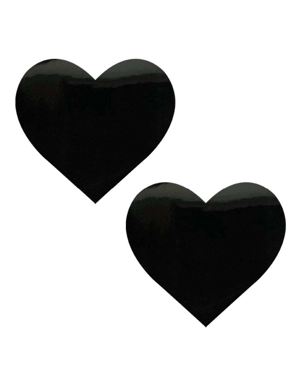 Black Vixen Heart Wet Vinyl Pasties