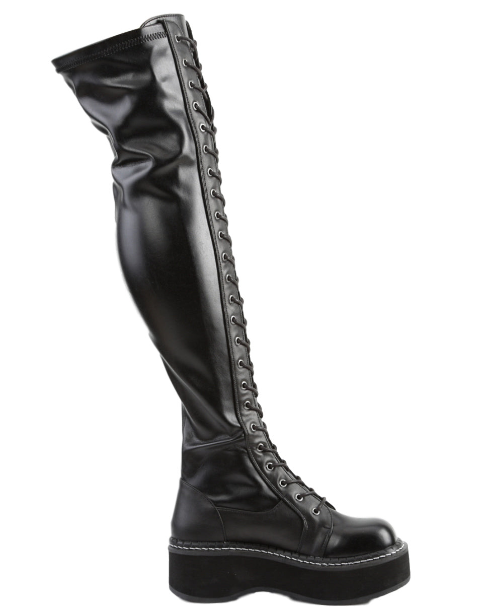 Demonia Emily Black Thigh-High Boots - Rave Wonderland