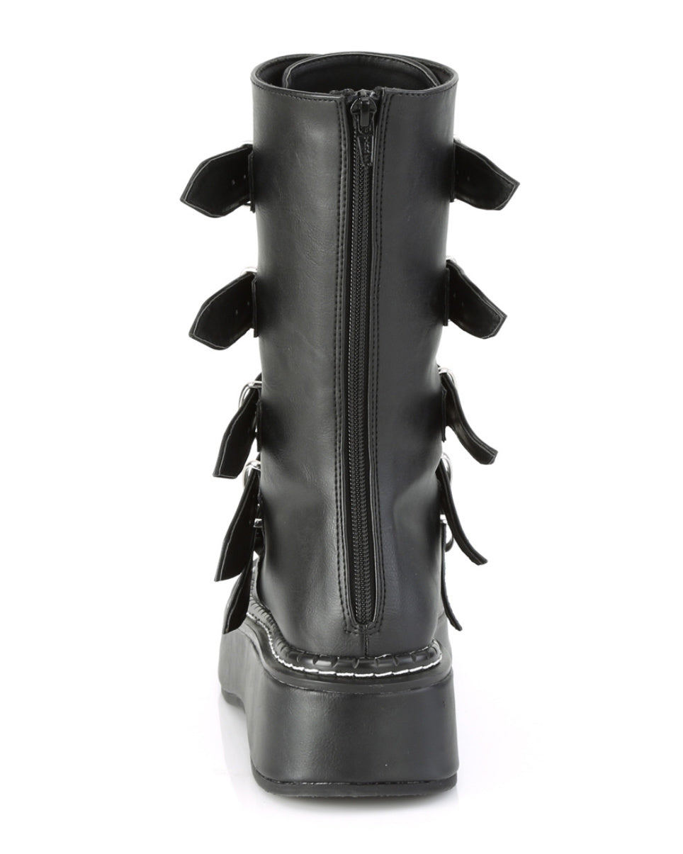 Demonia Emily Vegan Leather Heart-Buckle Boot - Rave Wonderland