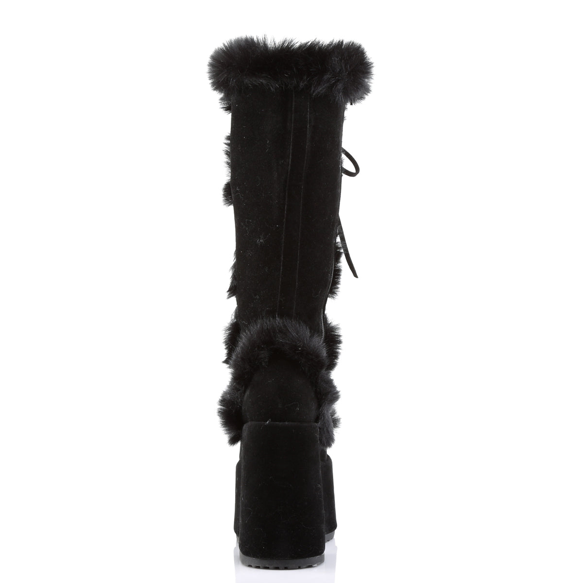 Demonia Black Furry Winter Faux Fur Boots