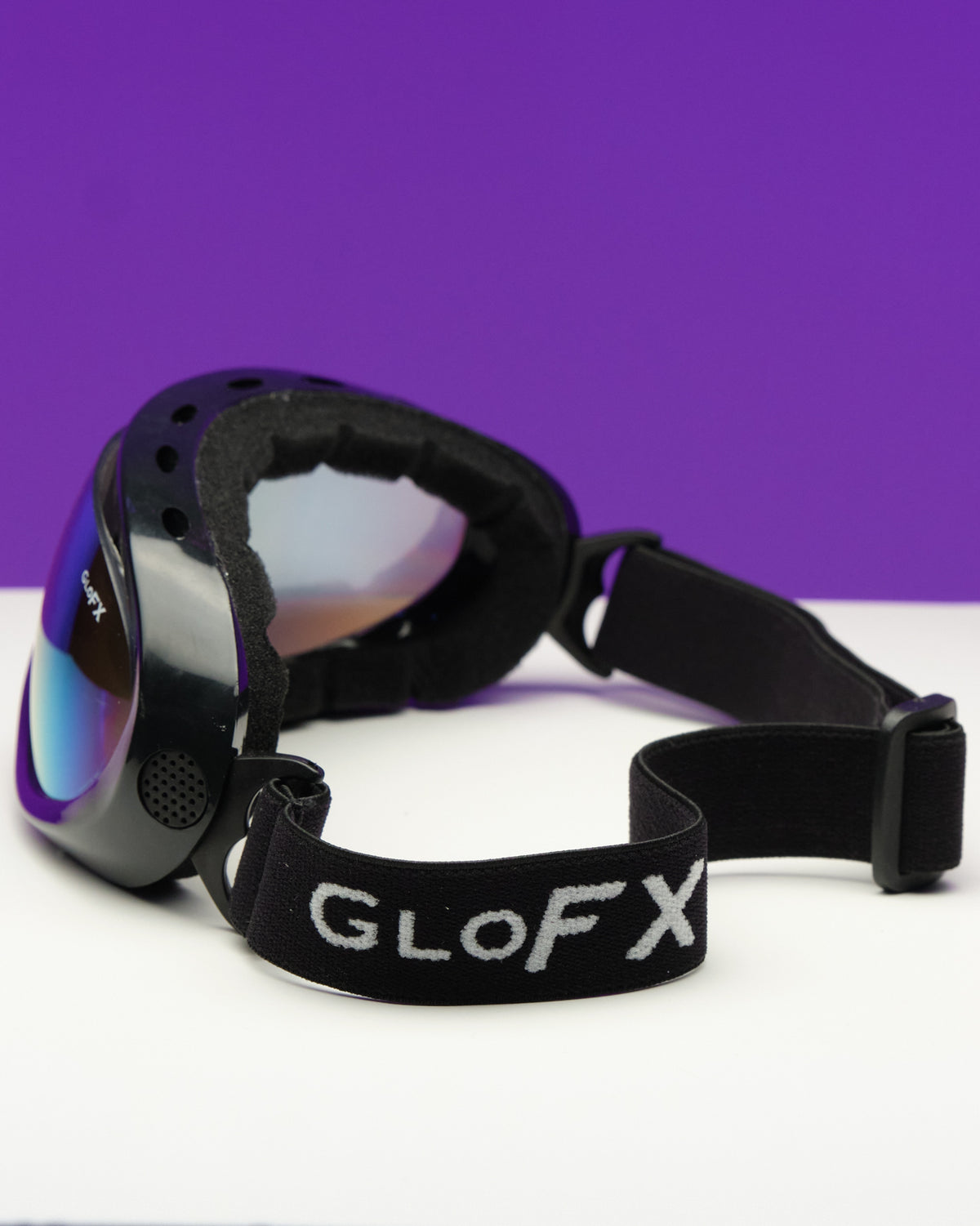 GloFX Black Diffraction Ski Goggles - Rainbow Gradient - Rave Wonderland