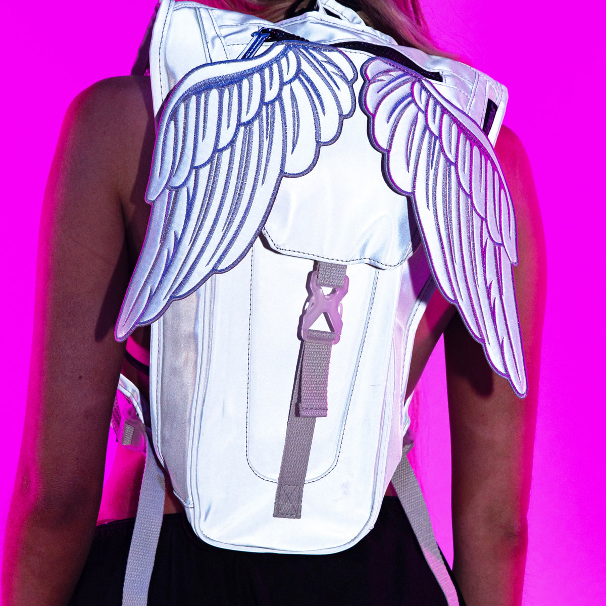 lululemon angel wing backpack Reflective Silver Angel Wings Hydration Backpack – Rave Wonderland