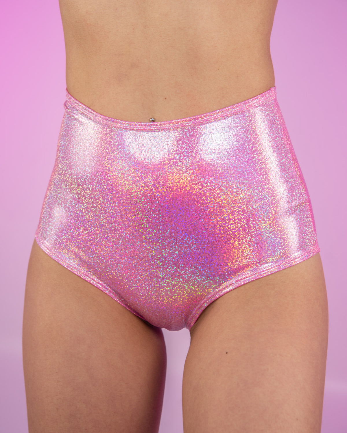 Bubblegum Pink Metallic High-Waist Shorts