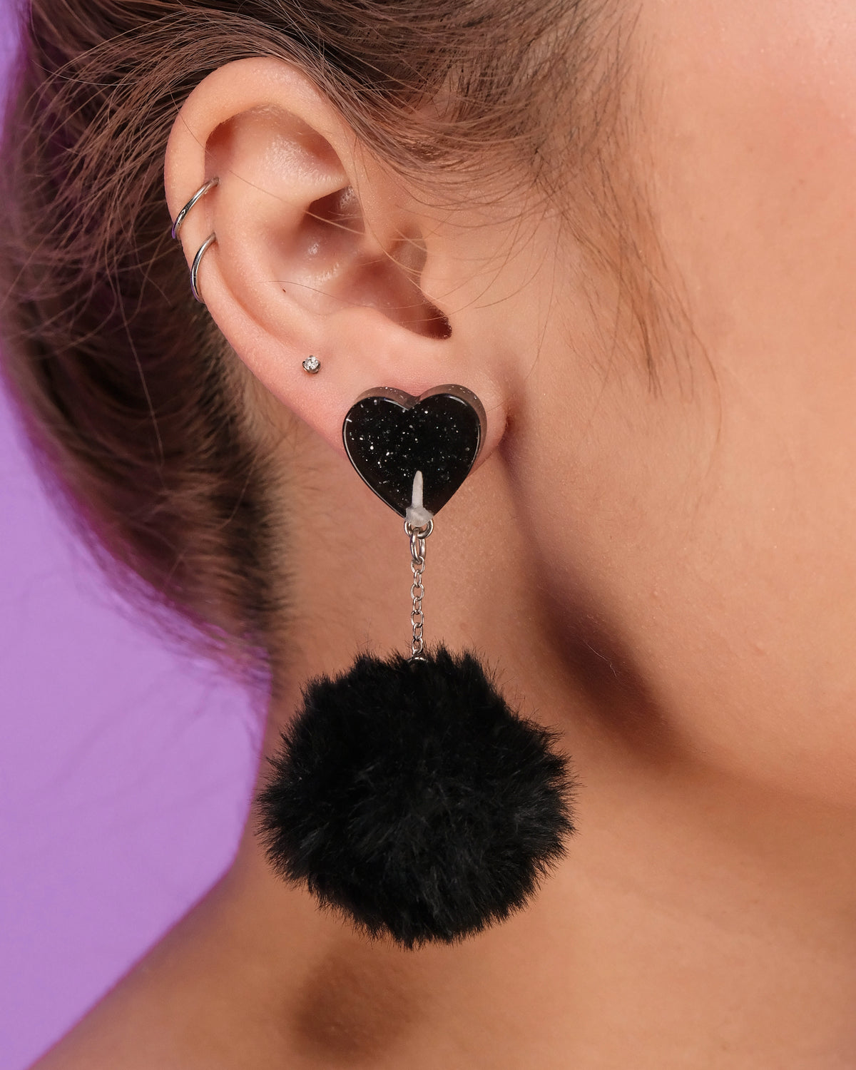 In Love With You Fuzzy Puff Heart Earrings