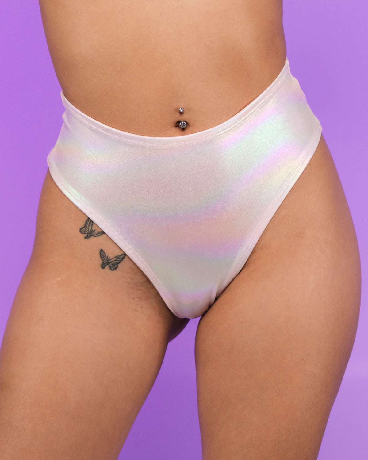 Baby Pink Holo High-Rise Thong