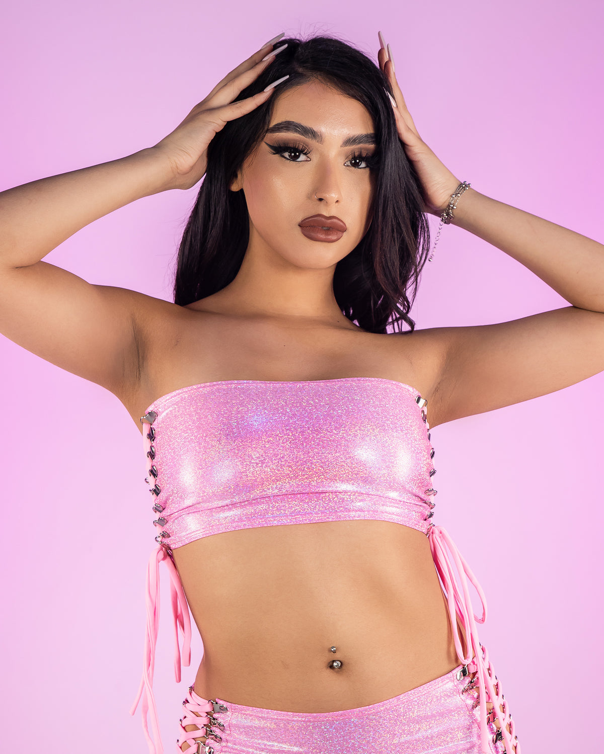 Bound To Me Bubblegum Pink Lace-Up Tube Top
