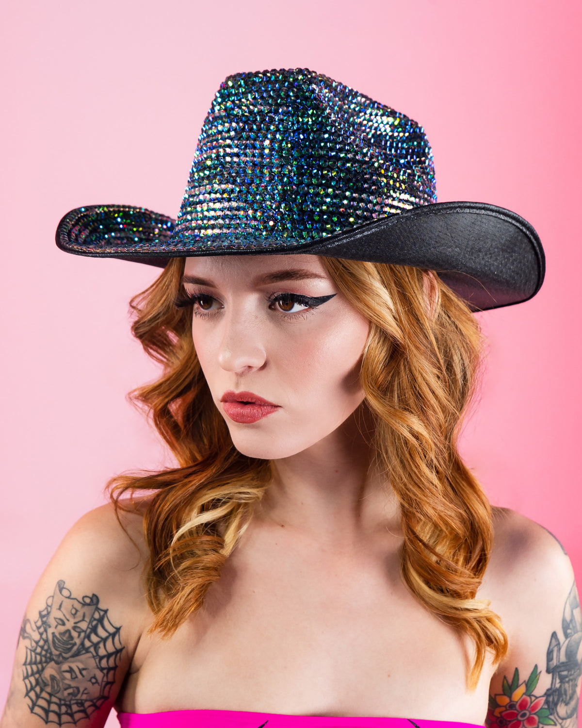 Iridescent Rhinestone Cowgirl Hat