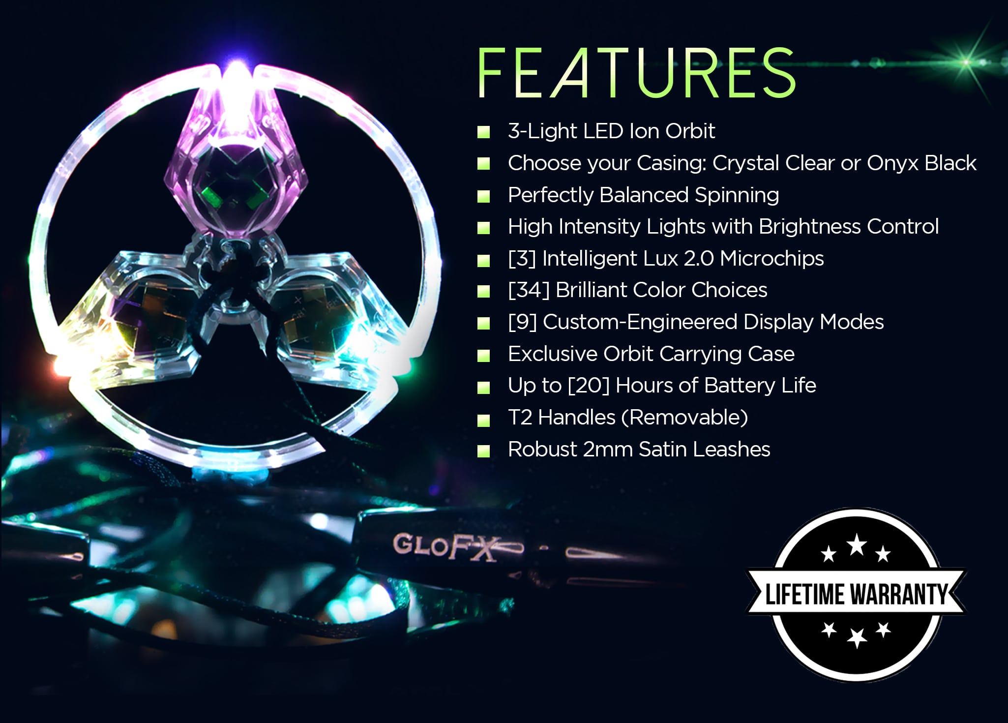 GloFX 3-LED Ion Orbit - Rave Wonderland