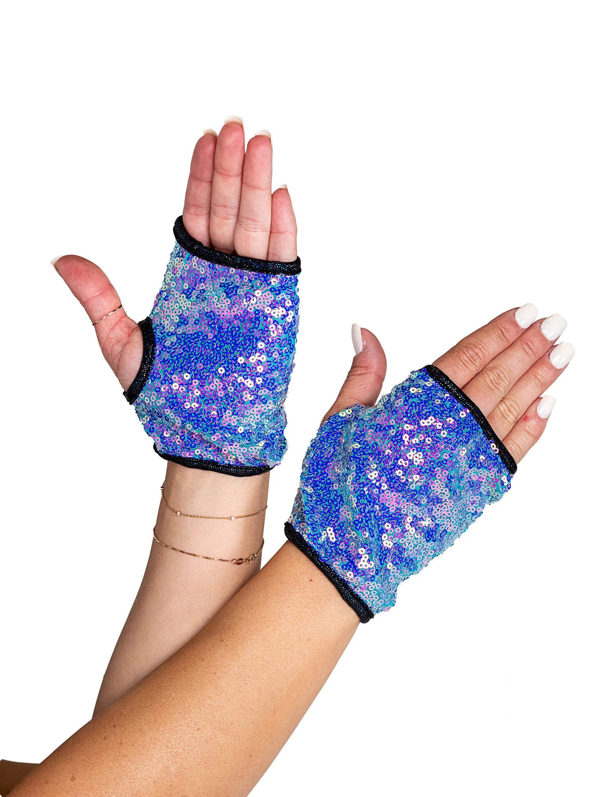 Astro Candy Open Finger Sequin Gloves