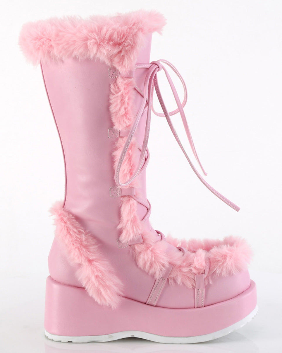 Demonia Pink Winter Solstice Faux Fur Boots