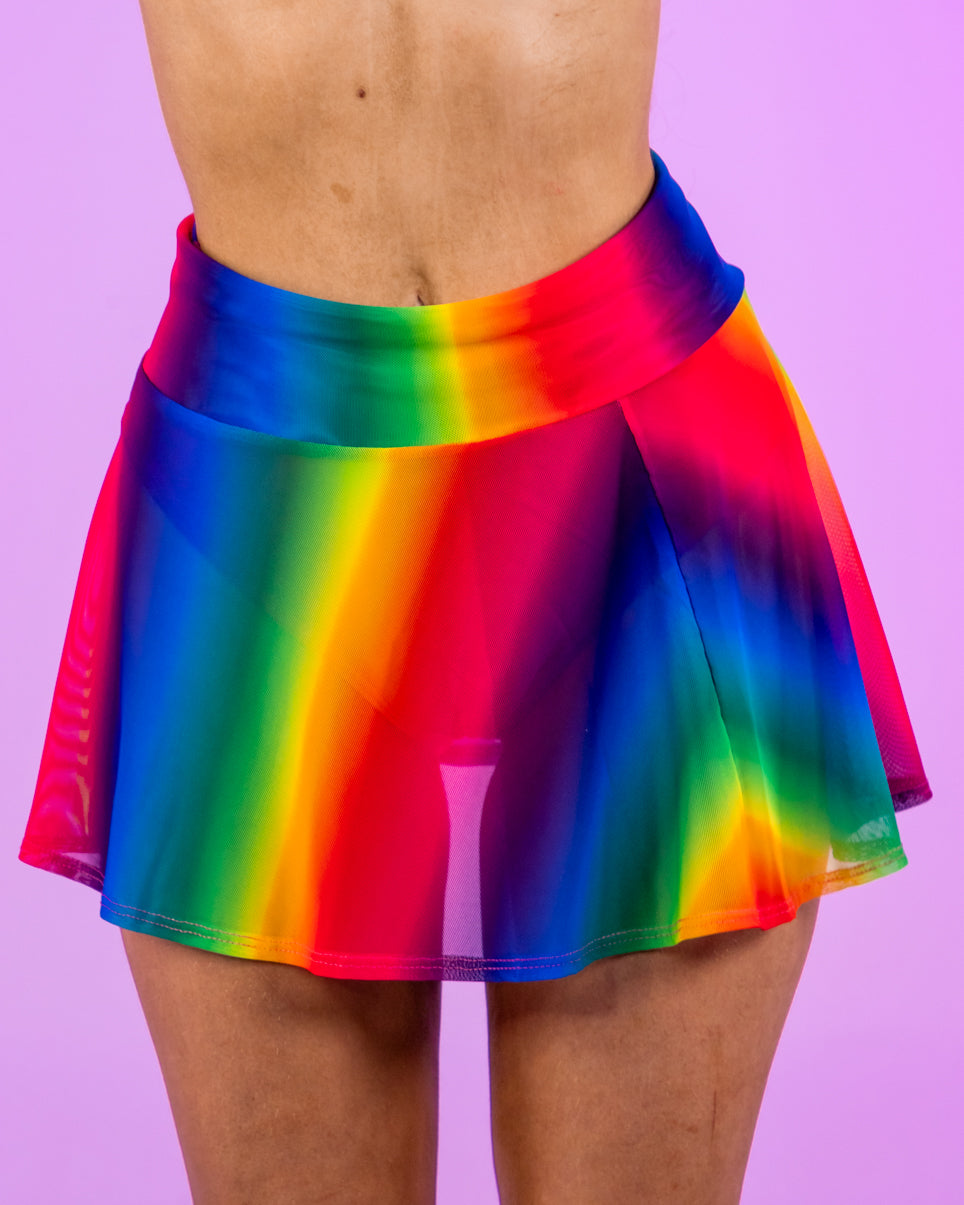 Rainbows In The Sky Tricot Mesh Skirt