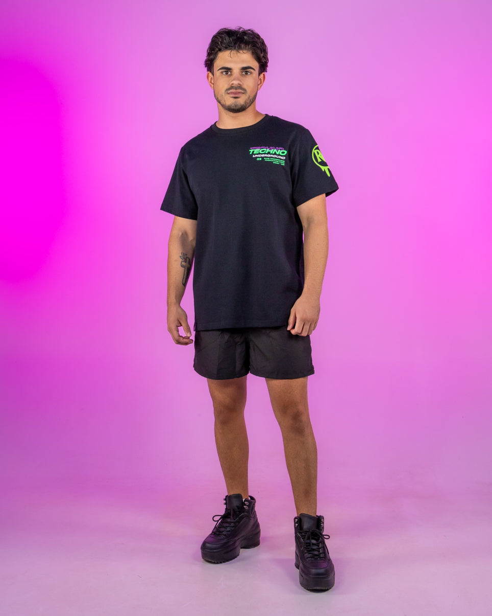 Techno Underground Retro Vibes Black T-Shirt for Music Lovers