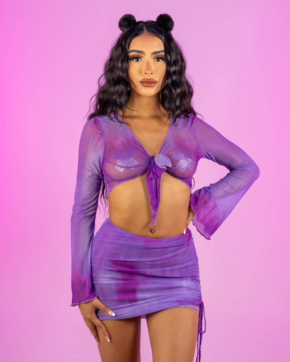 Tied & Dyed 2pc Lavender Skirt Set