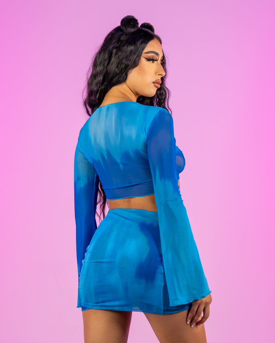 Tied & Dyed 2pc Blue Skirt Set