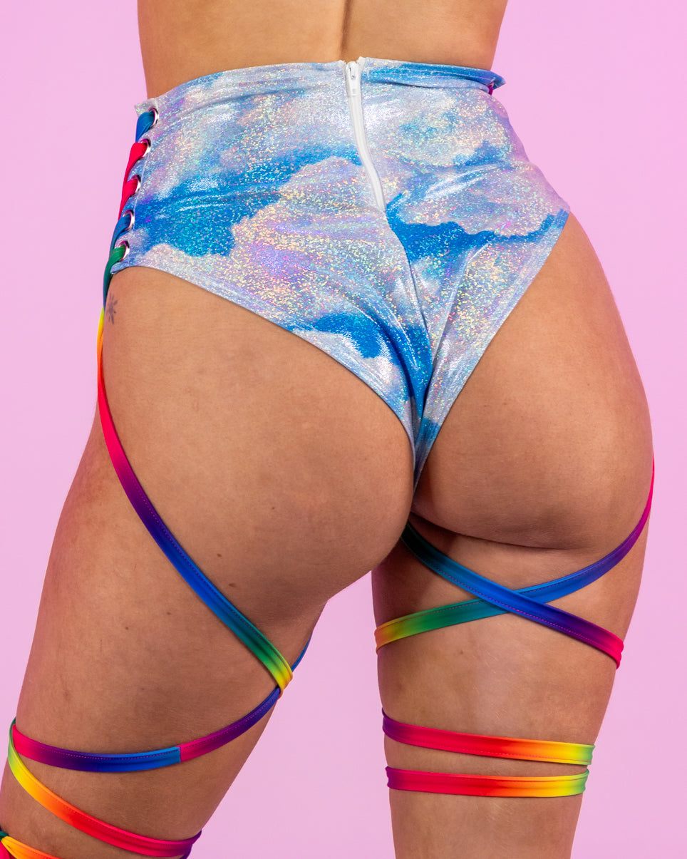 Cloud Metallic and Rainbow Lace-Up Shorts