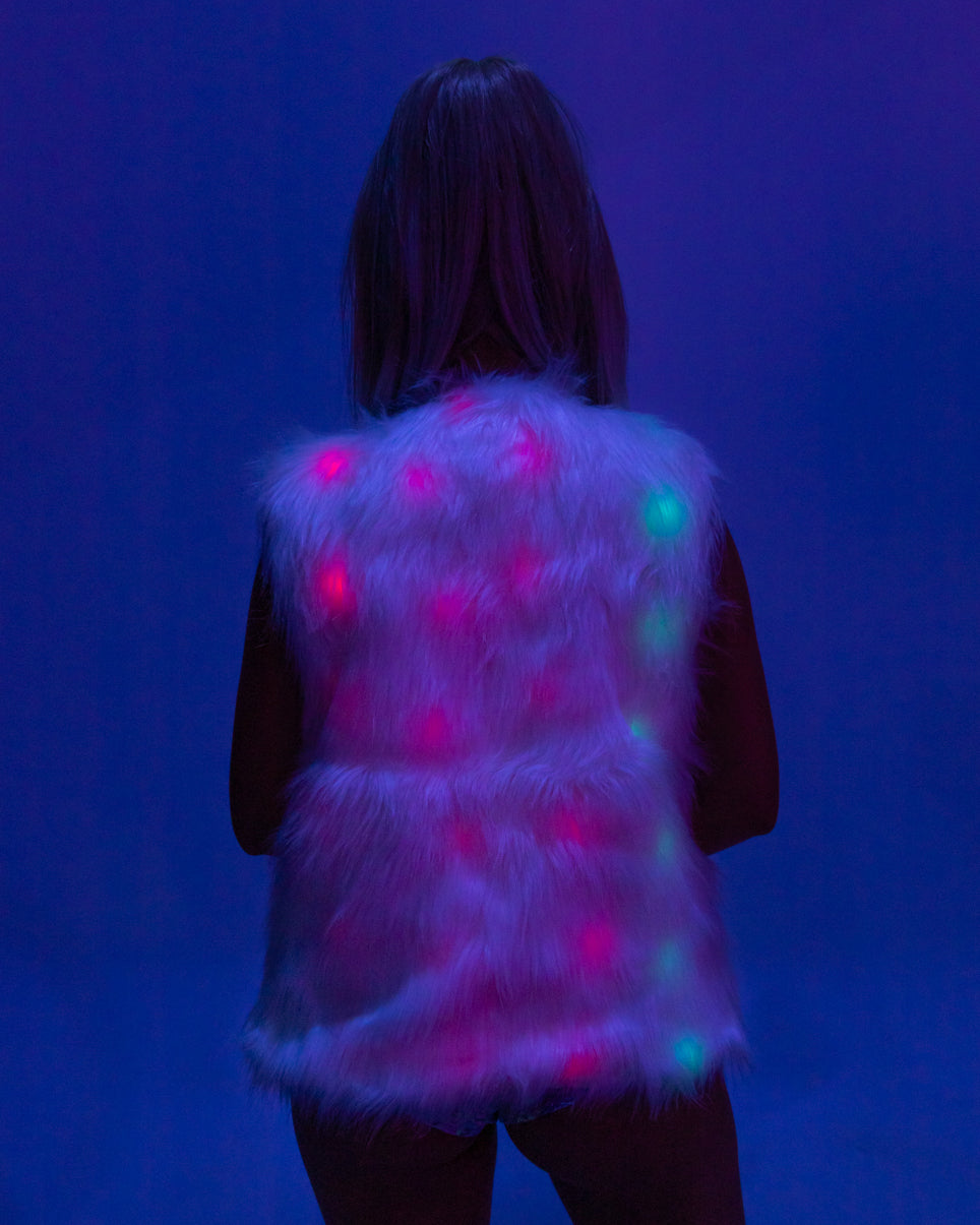 Multicolor LED Faux Fur Vest