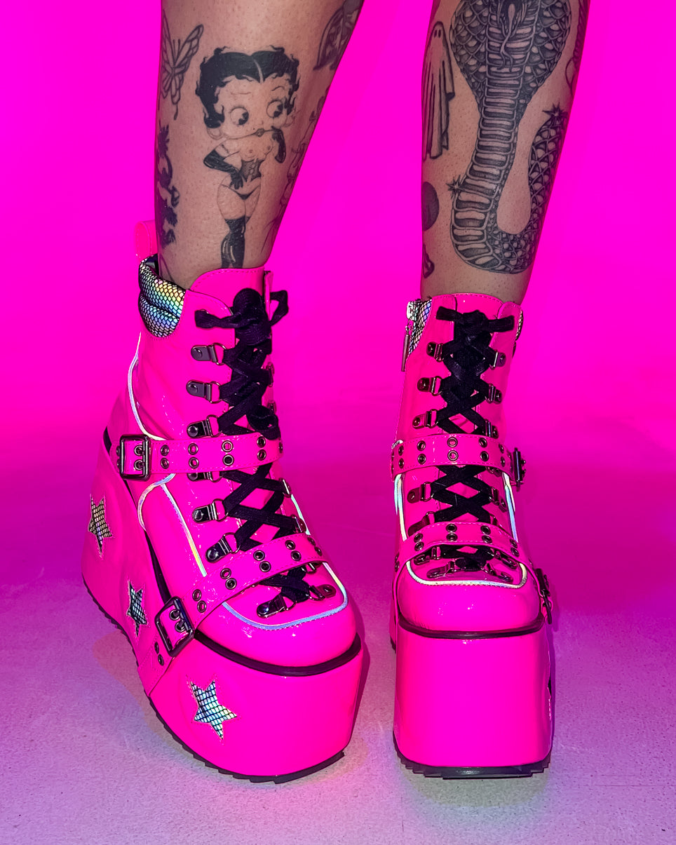 Pink Spaced Out Platform Boots – Rave Wonderland