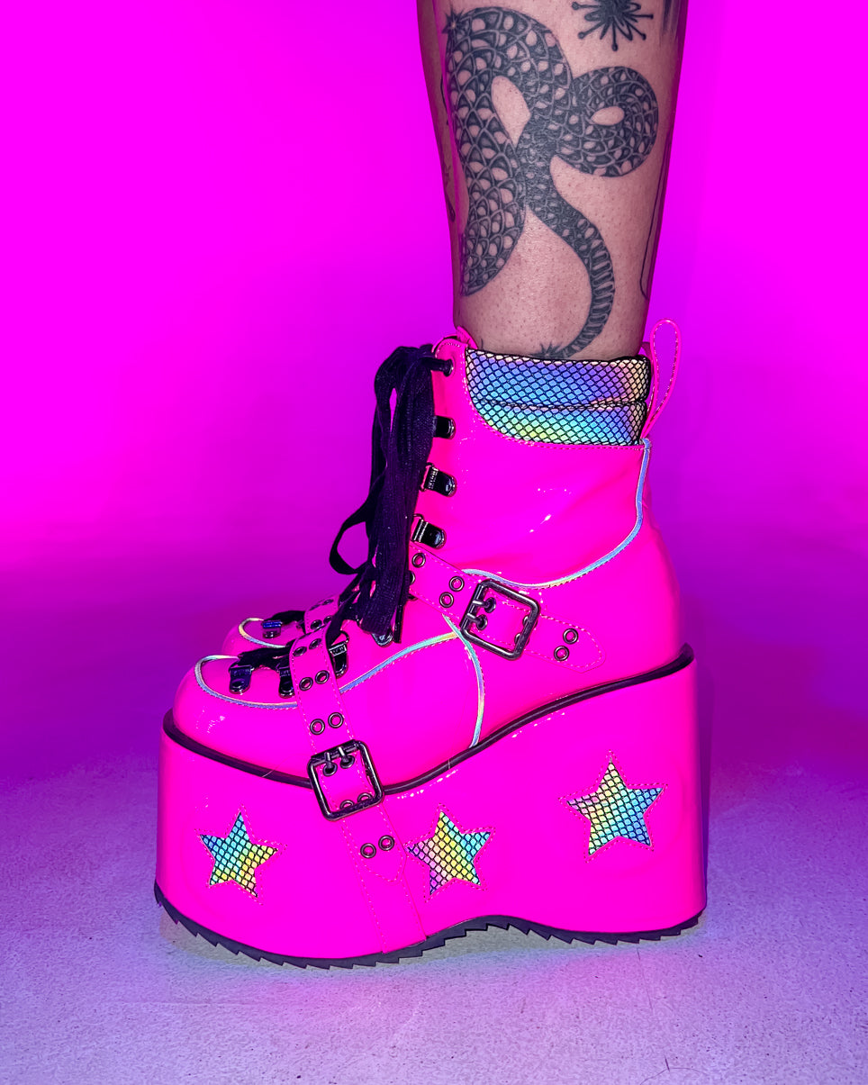 Pink Spaced Out Platform Boots – Rave Wonderland