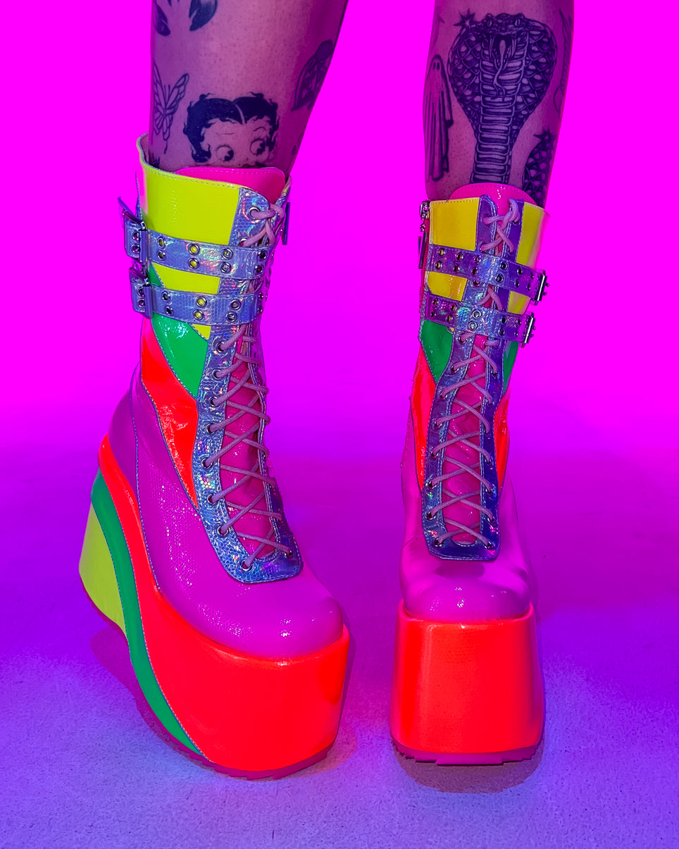 Neon Lites Platform Boots Rave Wonderland
