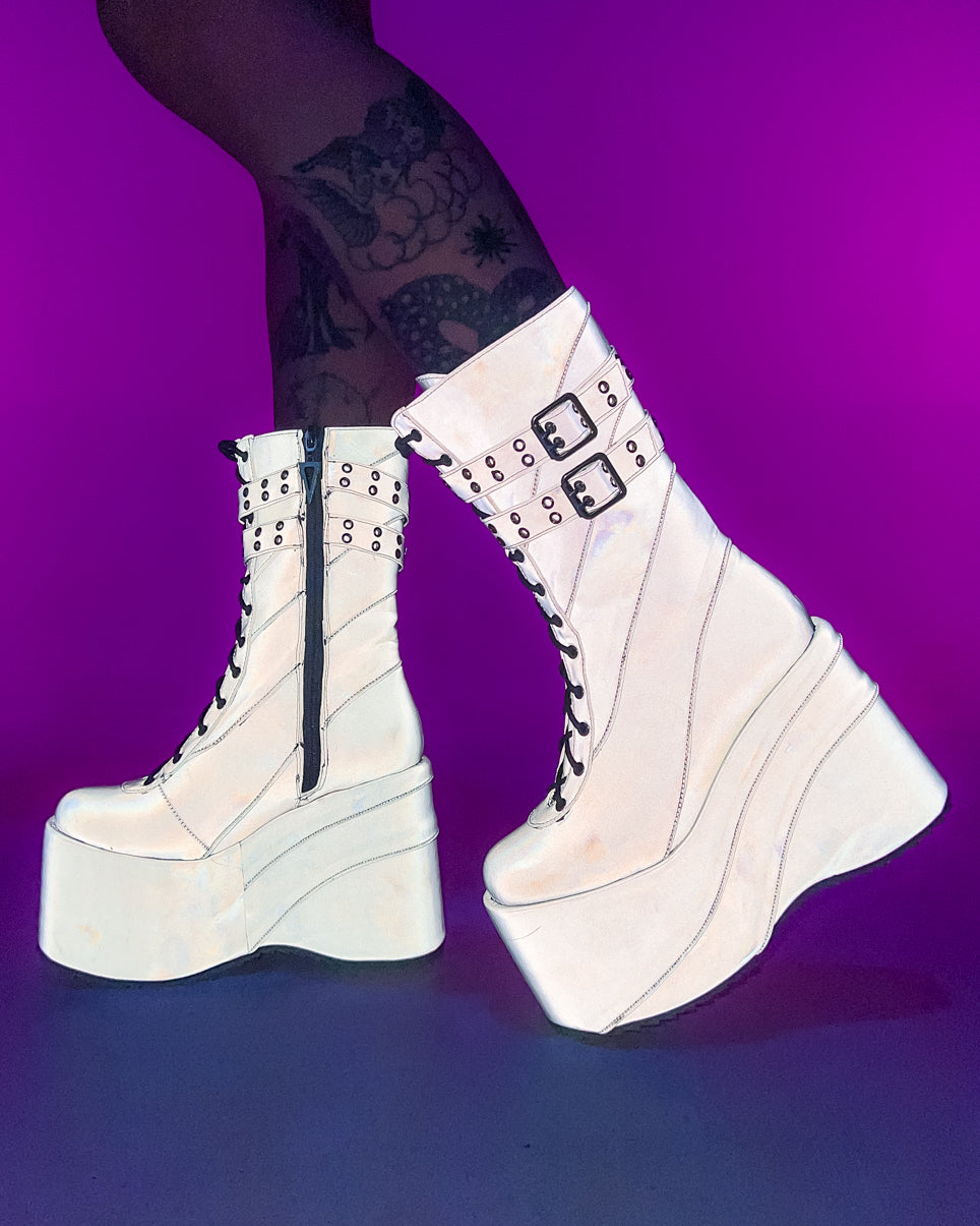 Platform Forrest Rave Silver Stardust Platform Boots – Rave Wonderland
